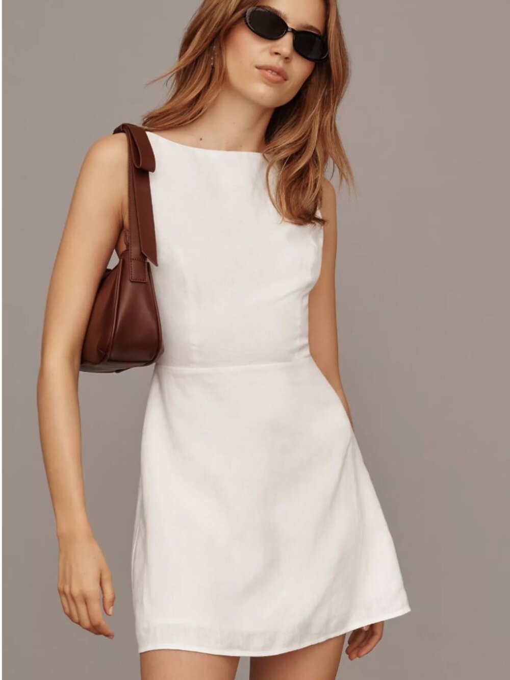 Reformation Zenni Dress White Linen Size 8